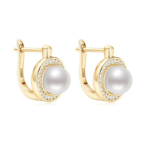 Freshwater Pearl  Moissanite Earrings 925 Silver - Picture 3 of 7